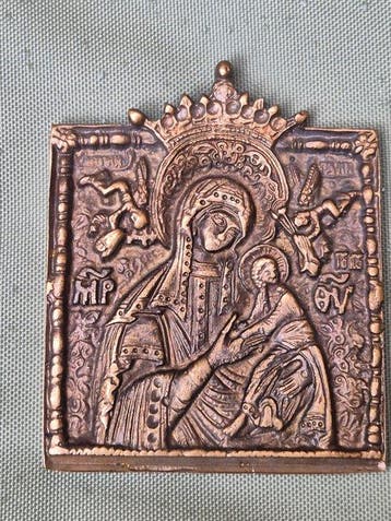 Icoon - Moeder Gods van de Passie - Brons - Russische icoon