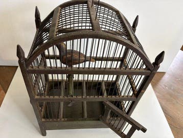 Antiek Vogelkooi - onbekend - Vogelkooi met vogel