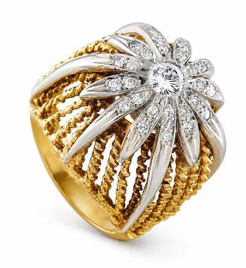 Bague - 14 carats Bague vintage en or jaune 14 carats avec