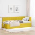 vidaXL Hoek Bed Frame met hoofdeinde Geel 90 cm x 200 cm, Huis en Inrichting, Slaapkamer | Bedden, Verzenden, Nieuw