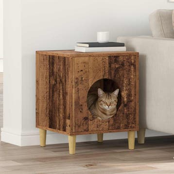 vidaXL Kattenhuis Oudhout 42,5 x 40 x 53 cm Bewerkt hout, Verzenden, Nieuw