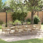 vidaXL Tuin Eettafel Set 9 pcs Beige poly rattan, Verzenden, Nieuw