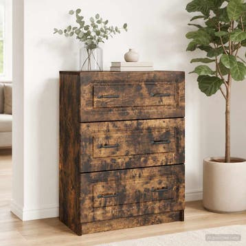 vidaXL Ladekast Gerookt eiken 66 x 34,5 x 87 cm Bewerkt hout, Verzenden