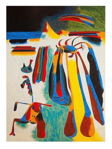 Joan Miró - “Paysan Catalan, 1936”. - 80 x 60 cm., Antiek en Kunst