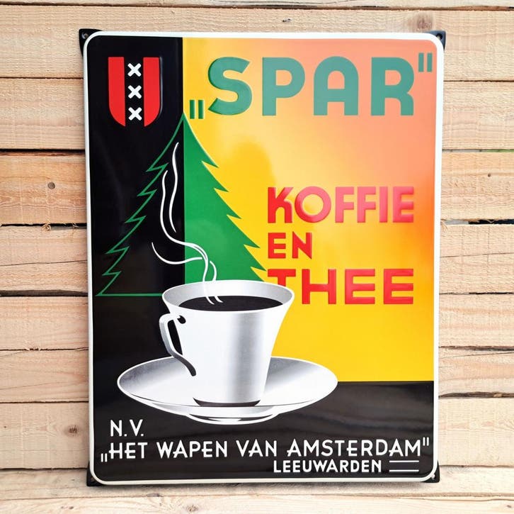 Spar Koffie en Thee reclamebord, Collections, Marques & Objets publicitaires, Envoi
