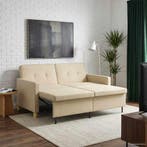 vidaXL Uittrekbare Slaapbank / zetel Crèmekleurig Stof, Huis en Inrichting, Verzenden, Nieuw