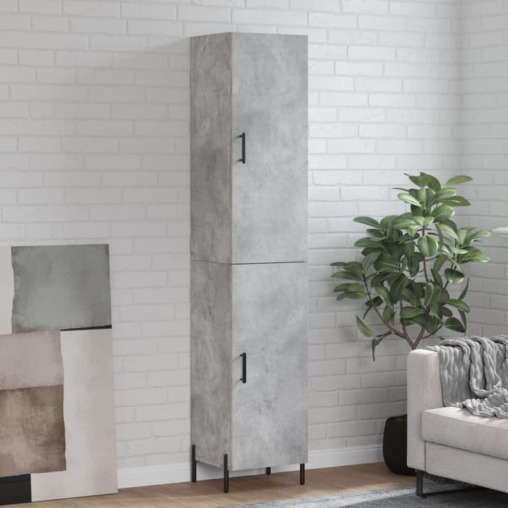 vidaXL Hoge kast 34,5x34x180 cm bewerkt hout betongrijs, Huis en Inrichting, Kasten | Dressoirs, Nieuw, Verzenden