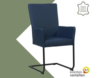 Leren eetkamerstoel Dry met armleuning - Toledo Kobalt, Huis en Inrichting, Stoelen, Blauw, Nieuw, Leer, Ophalen of Verzenden