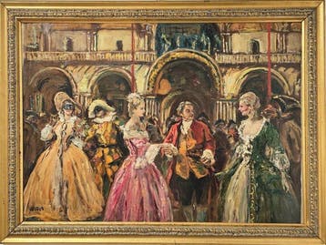 Vincenzo La Bella (1872 – 1954) - Carnevale veneziano in, Antiek en Kunst