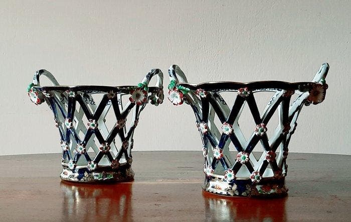 Booths - Pot (2) - Beenderporselein - Paar manden - Silicon, Antiek en Kunst, Antiek | Glaswerk en Kristal