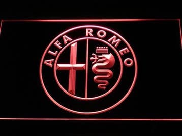 Alfa romeo neon bord lamp LED  verlichting reclame lichtbak, Verzenden