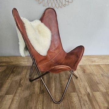 Chaise - Chaise papillon Butterfly (3107) - Cuir, Fer