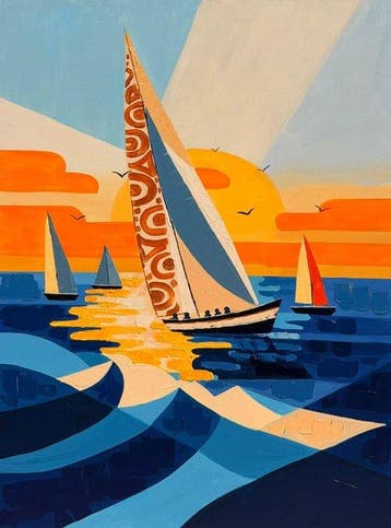Adri Q 120 x 90 cm - Sinfonía Estilizada del Mar y los