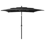 vidaXL Parasol 3-laags met aluminium paal 2,5x2,5 m zwart, Verzenden, Nieuw