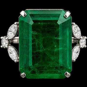 Ring Platina - 12.25ct. tw. Smaragd - Diamant - Zambia, Nieuw