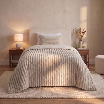 Lazy all-in-one dekbed ribstof - off white - 140 x 200 cm |, Huis en Inrichting, Verzenden, Nieuw