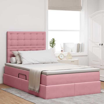vidaXL Opslag bed met matras met matras Roze 120 x 200 cm, Verzenden