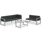 vidaXL 3-delige Loungeset met kussens aluminium zwart, Verzenden, Nieuw, Loungeset