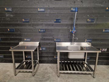 Aan- en afvoertafel | wastafel | 120cm | RVS | horeca, Nieuw in verpakking, Inox Meubilair