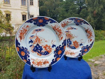 Paar grote antieke Chinese export Imari porselein schotels -, Antiek en Kunst