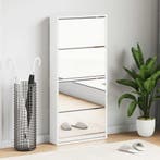 vidaXL Schoenenkast met 4 spiegels 63x17x134 cm wit, Verzenden