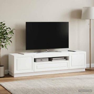 vidaXL LED tv-meubel Wit Bewerkt hout, Verzenden