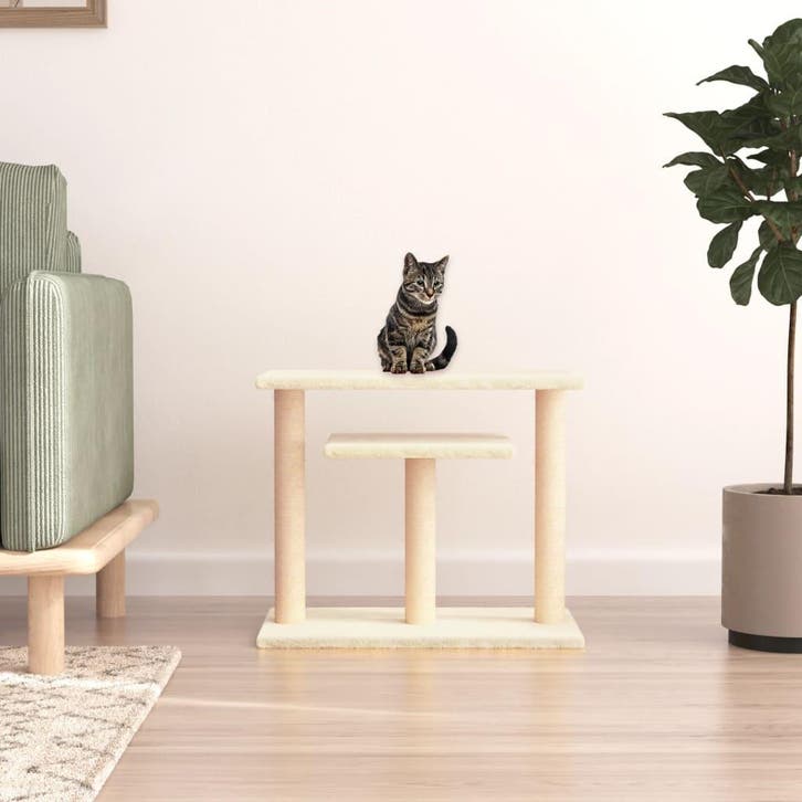 vidaXL Krabpaal met platforms 62,5 cm crèmekleurig, Dieren en Toebehoren, Katten-accessoires, Nieuw, Verzenden
