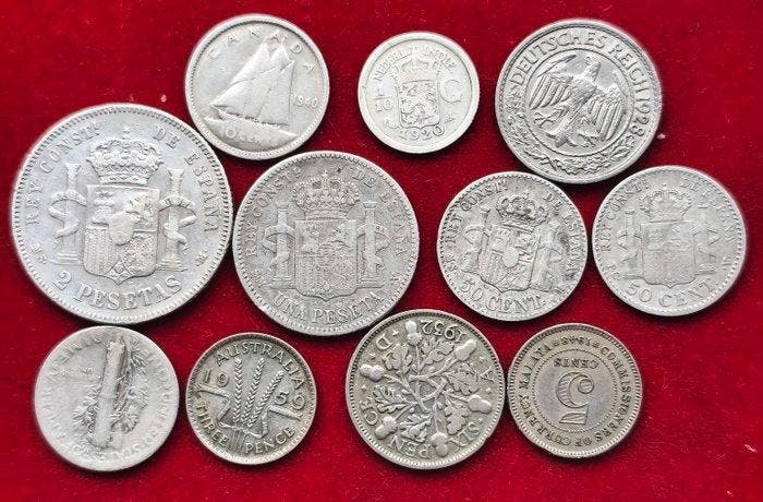 Wereld. Collection of coins incl. silver 1800 a 1932 (Zonder, Postzegels en Munten, Munten | Europa | Niet-Euromunten