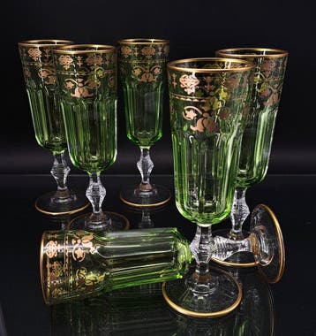 Artemisia - Champagne fluitje (6) - Lilium - Kristal, gouden, Antiek en Kunst
