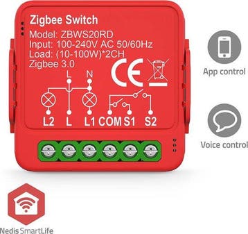 Zigbee Schakelaar inbouw - Dubbele schakelaar  - Inc. App -, Verzenden, Nieuw