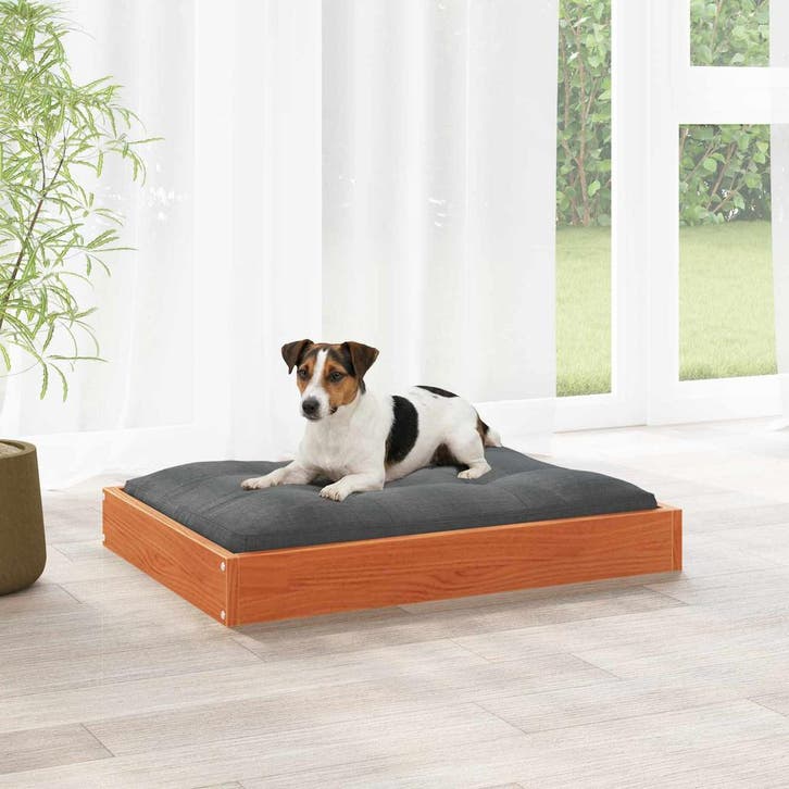 vidaXL Hondenbed Wasbruin 72 x 54 x 9 cm Massief vurenhout, Dieren en Toebehoren, Honden-accessoires, Nieuw, Verzenden