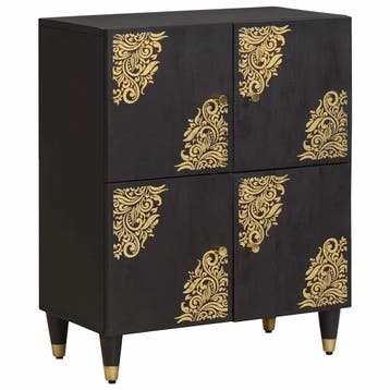 vidaXL Dressoir met plank Zwart 60 x 33 x 75 cm Massief, Verzenden, Nieuw