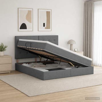 vidaXL Opslag bed met matras met opslag Donkergrijs 140 x, Huis en Inrichting, Verzenden, Nieuw