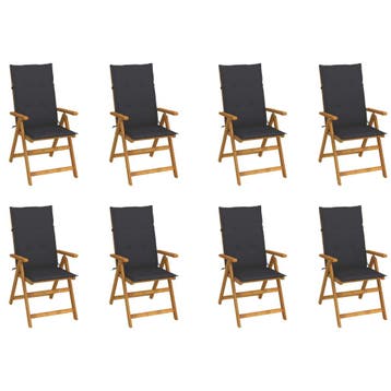 vidaXL Opklapbare stoelen met kussens, 8 stuks, gemaakt van, Verzenden, Nieuw