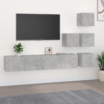vidaXL Tv-wandmeubel bewerkt hout betongrijs, Huis en Inrichting, Verzenden, Nieuw
