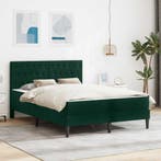 vidaXL Bedframe met matras Donkergroen 140 x 200 cm Fluweel, Huis en Inrichting, Slaapkamer | Matrassen en Bedbodems, Verzenden