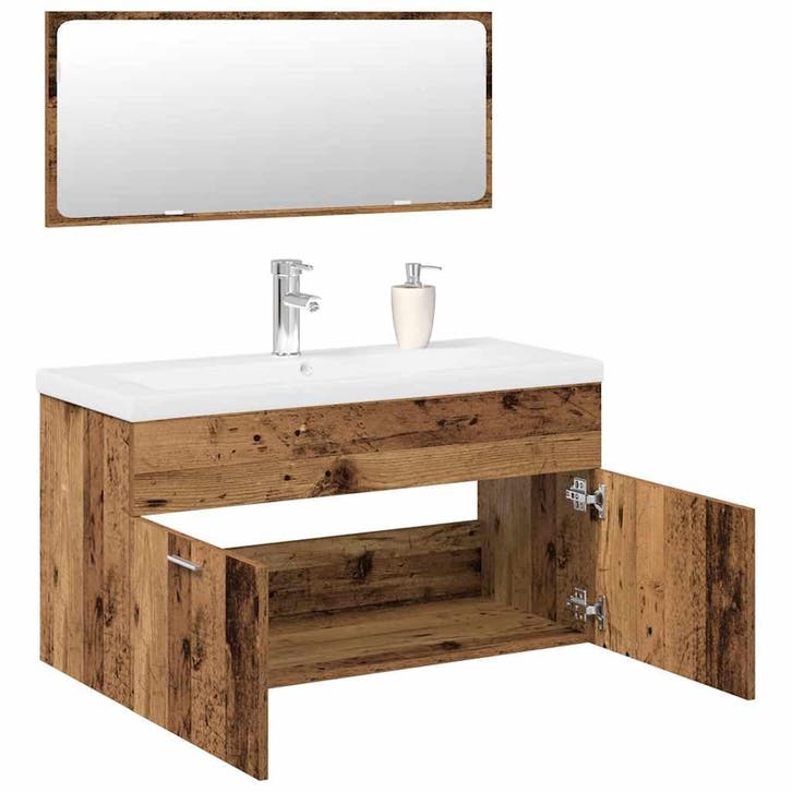 vidaXL 3-delige Badkamermeubelset bewerkt hout oud, Maison & Meubles, Salle de bain | Meubles de Salle de bain, Envoi