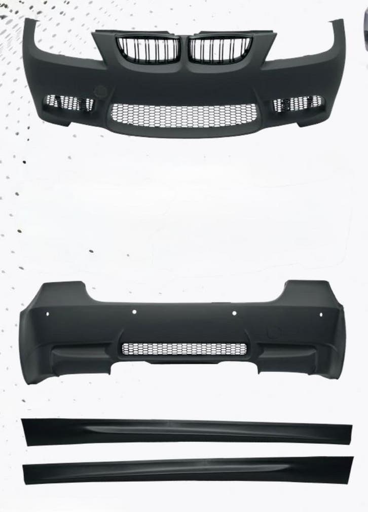 BMW E90 08-11 M3-stijl bodykit – 4-uitlaat + sideskirts, Auto-onderdelen, Carrosserie, Voor, Achter, Links, Rechts, Bumper, Nieuw