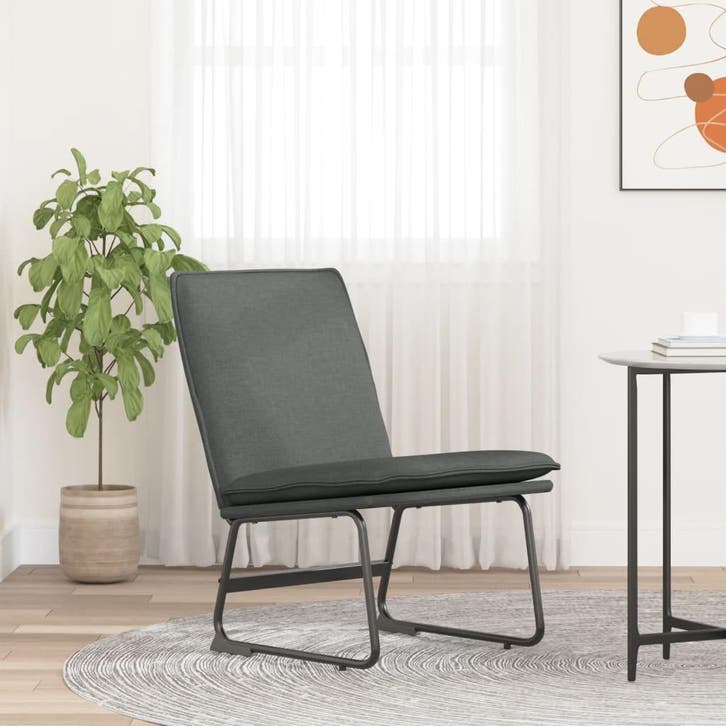 vidaXL Loungestoel 52x75x76 cm stof donkergrijs, Huis en Inrichting, Fauteuils, Nieuw, Verzenden