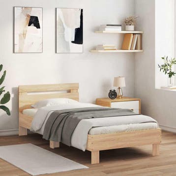 vidaXL Bedframe met hoofdbord zonder matras sonoma eiken, Verzenden