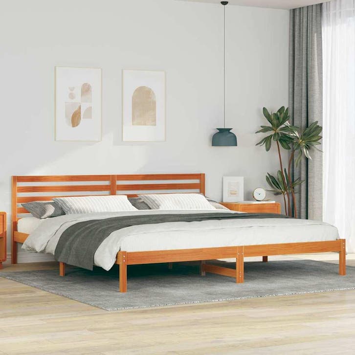 vidaXL Bedframe Wasbruin 180 x 210 cm Massief grenenhout, Maison & Meubles, Chambre à coucher | Lits, Envoi