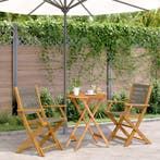 vidaXL 3-delige Bistroset polypropeen en massief hout grijs, Verzenden, Nieuw