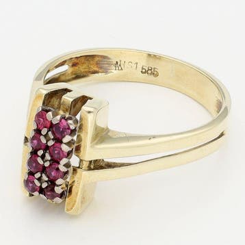Ring - 14 karaat Geel goud - Robijn, Nieuw