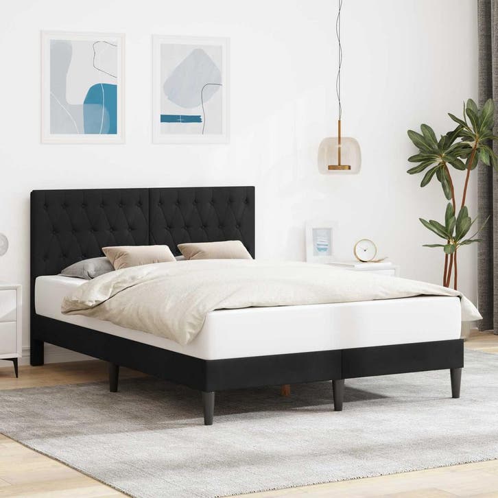 vidaXL Bedframe met hoofdeinde Zwart 120 x 190 cm Fluweel, Huis en Inrichting, Slaapkamer | Bedden, Nieuw, Verzenden