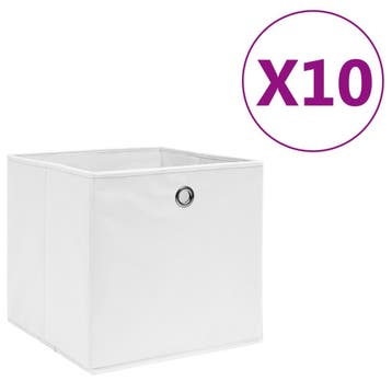 vidaXL Opbergboxen 10 st 28x28x28 cm nonwoven stof wit, Verzenden, Nieuw