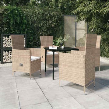 vidaXL 5-delige Tuinset met kussens beige, Verzenden, Tuinset