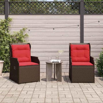 vidaXL Tuinbank 2 st Bruin poly rattan, Tuin en Terras, Verzenden, Nieuw