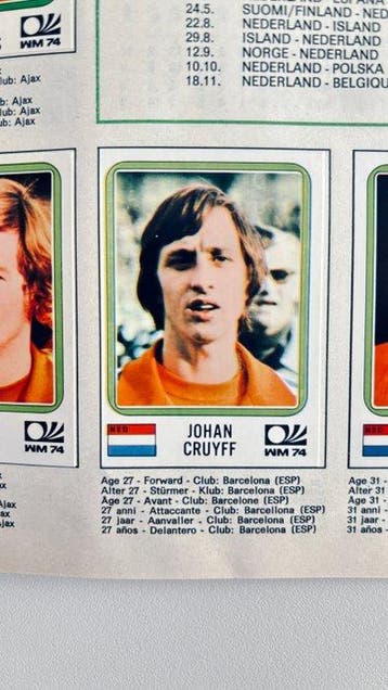 1974 Panini World Cup Stickers Johan Cruyff Original edition, Nieuw