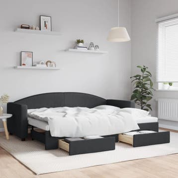 vidaXL Slaapbank met onderschuifbed en lades 80x200 cm stof, Verzenden