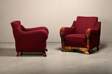Lounge stoel (2) - Beuken, Wol - Scandinavisch Art Deco, Antiek en Kunst